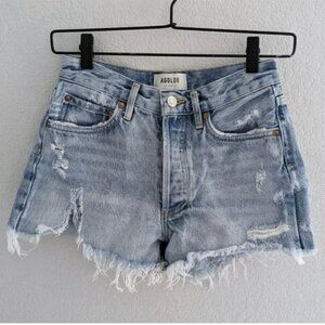 Agolde Parker Vintage Cut Off Jean Shorts Women's Size 23 Swapmeet Blue Denim